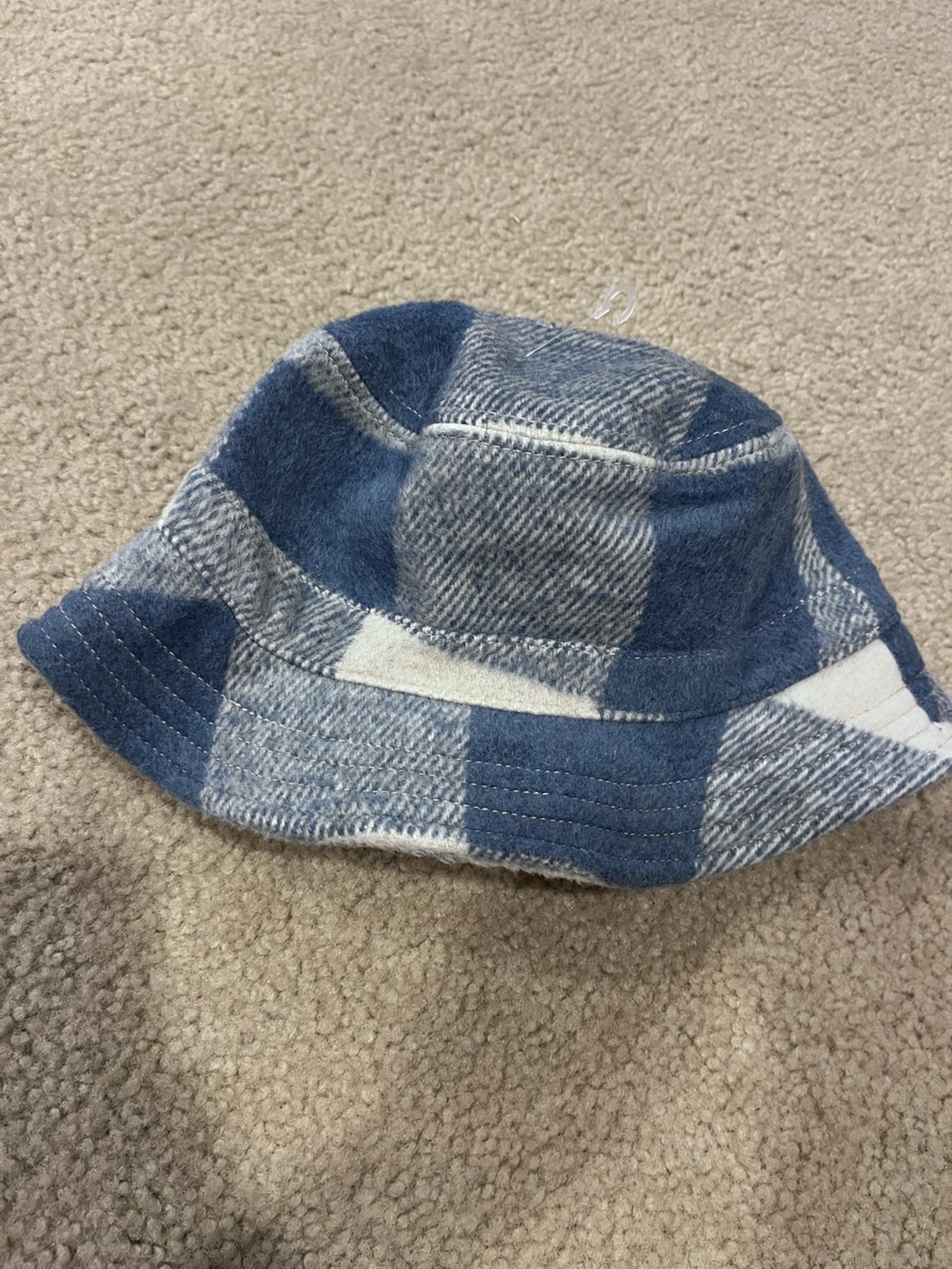 Blue & Cream Plaid Bucket Hat Y2K flannel American Eagle